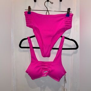 Tinibikini- Hot Pink Swimsuit (top & bottom)